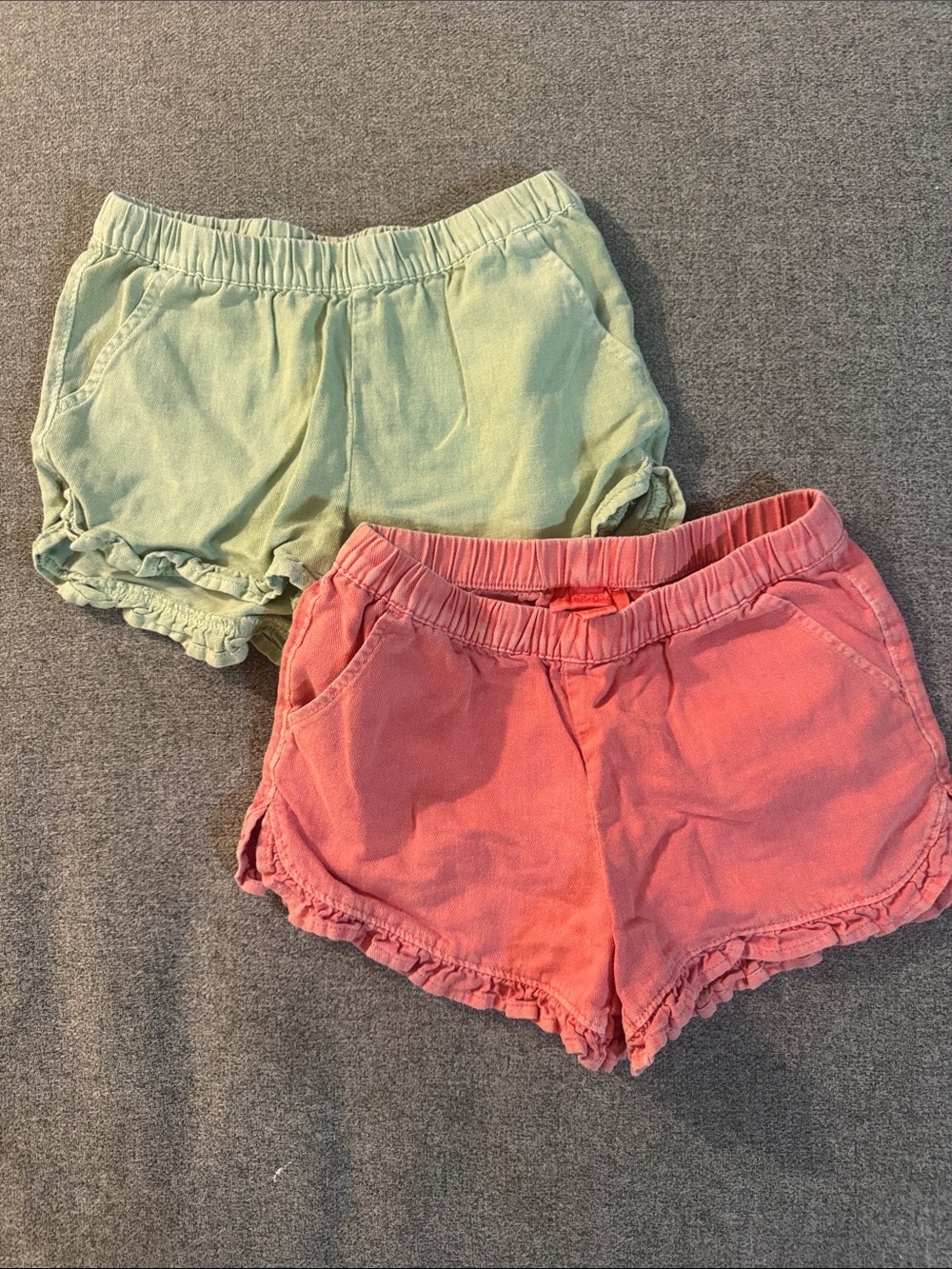 5/$15- Girls' Casual Knit Shorts - Pink and Light Green